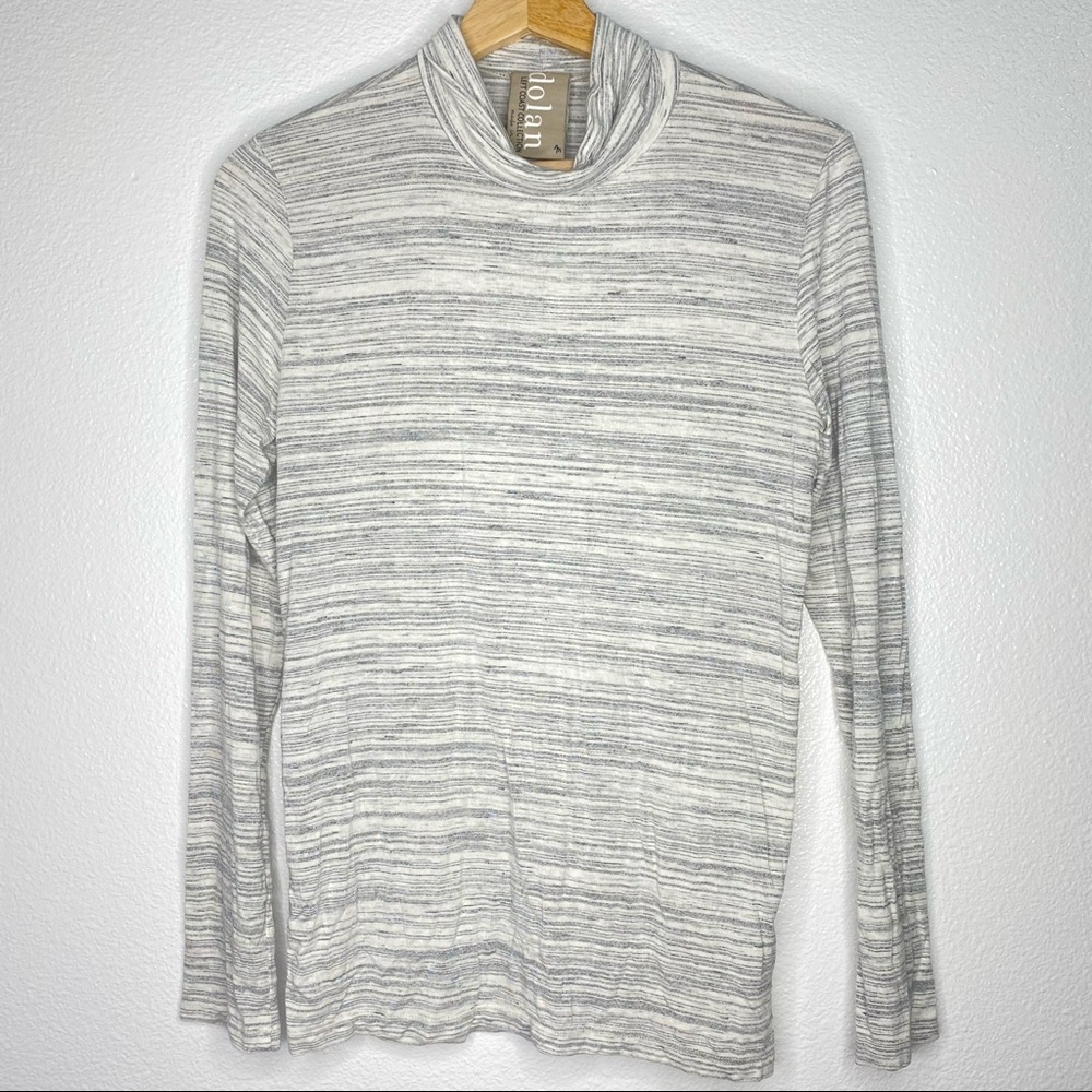 Dolan Anthropologie Heathered Gray Left Coast Striped Mock Neck Long Sleeve Top